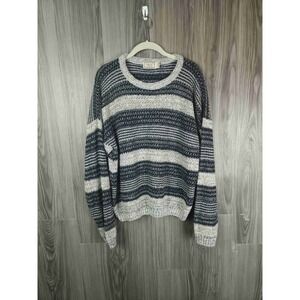 Bugle Boy Vintage Knit Grandpa Dad 90s Sweater  Striped Long Sleeve Crew Neck